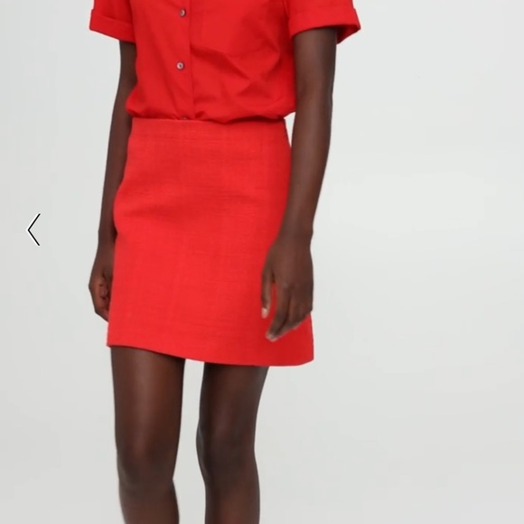NWT THEORY Red Cotton Tweed Mini Skirt - Picture 5 of 11